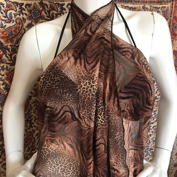 NWOT Lightweight Sheer Animal Print Mesh Sarong/Cover-Up/Top One Size Fits Most. - Picture 5 of 12